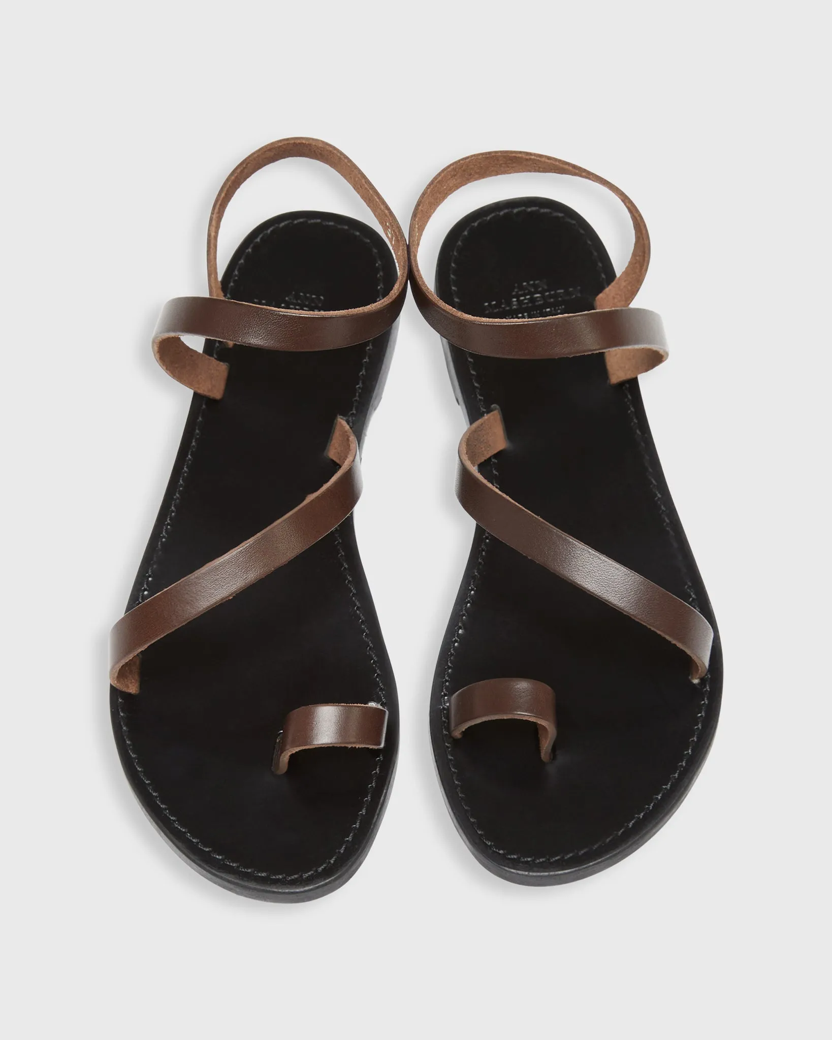 Diagonal Strap Sandal in Dark Brown Leather sold by Mashburn product image thumbnail 3