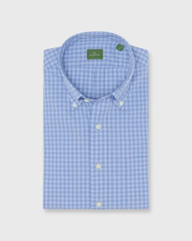 Button-Down Sport Shirt in Blue/Sky Gingham Poplin made by Mashburn