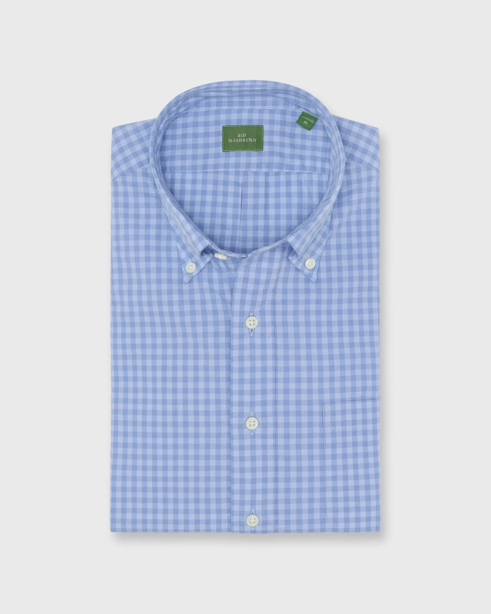 Button-Down Sport Shirt in Blue/Sky Gingham Poplin sold by Mashburn