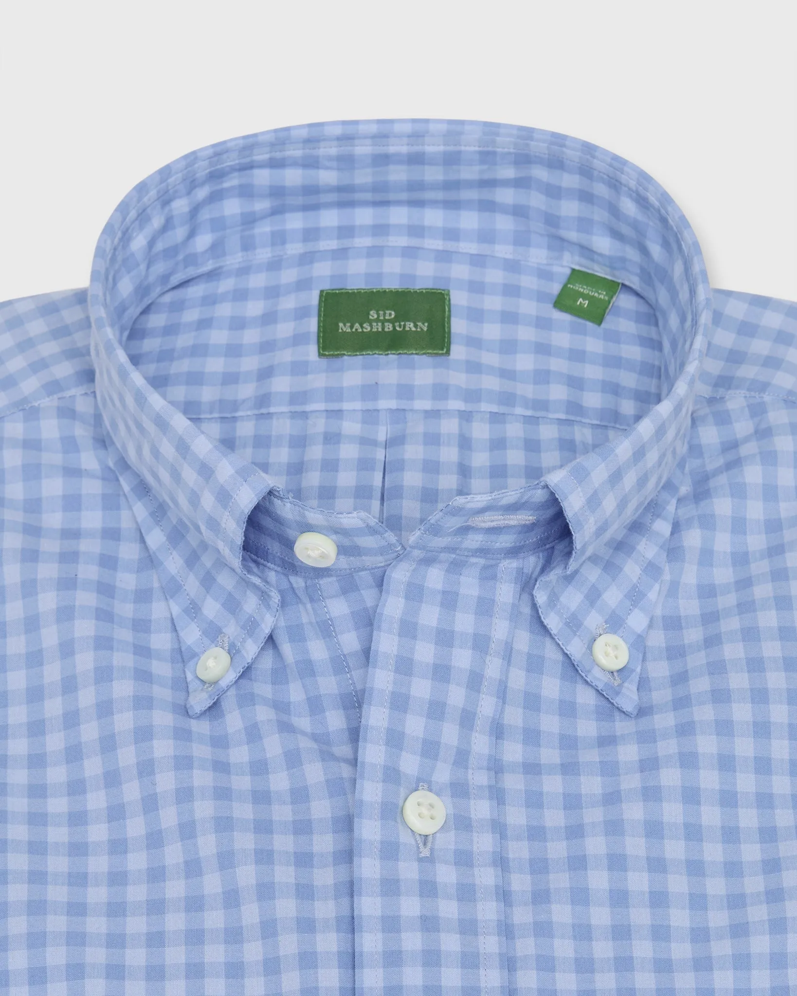 Button-Down Sport Shirt in Blue/Sky Gingham Poplin sold by Mashburn product image thumbnail 2