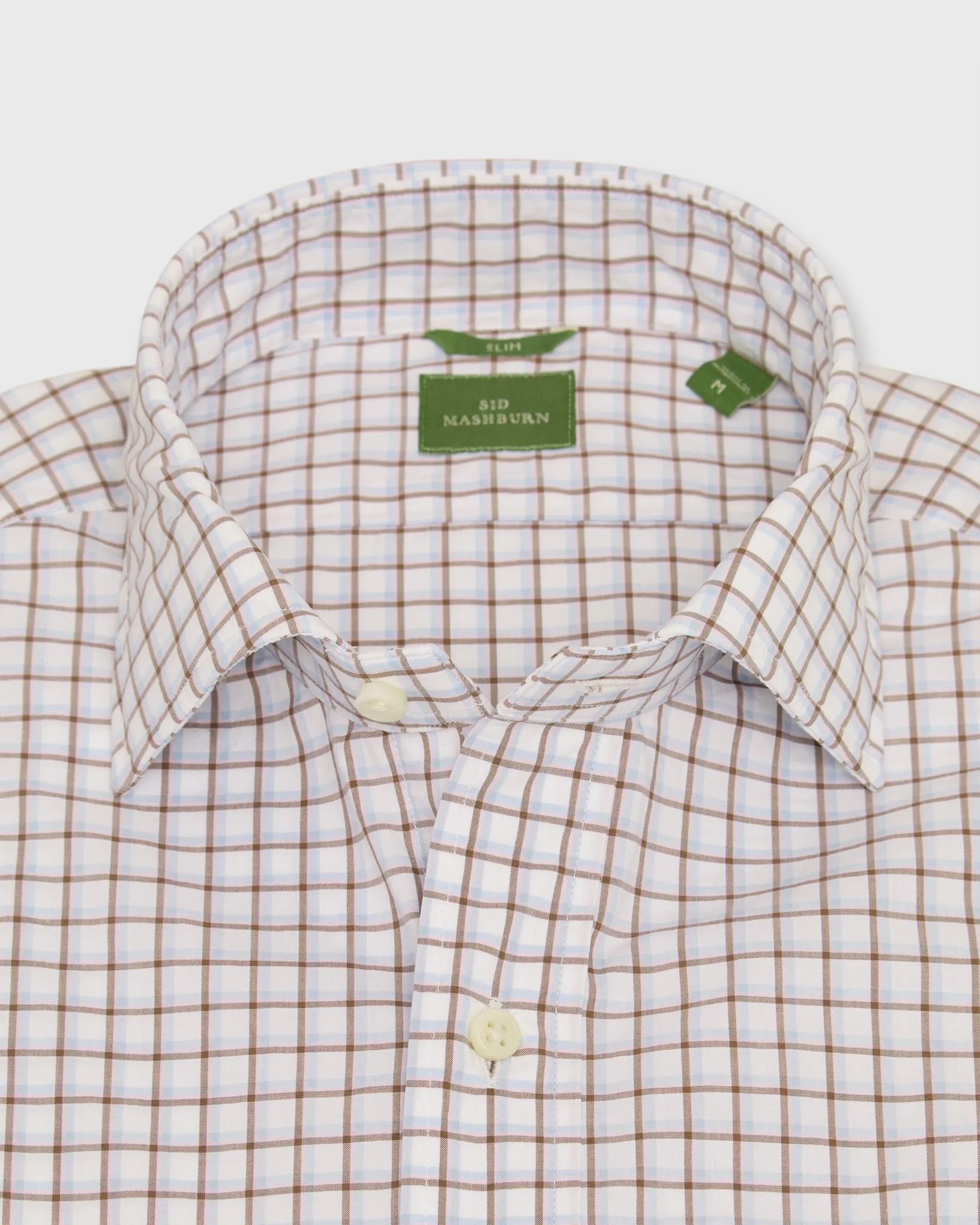 Slim-Fit Spread Collar Sport Shirt in Brown/Sky/Pink Windowpane Poplin sold by Mashburn product image thumbnail 2