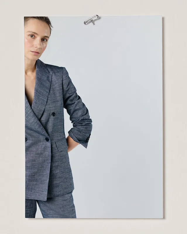 Lane Pant in Indigo Cotolino Chambray made by Mashburn