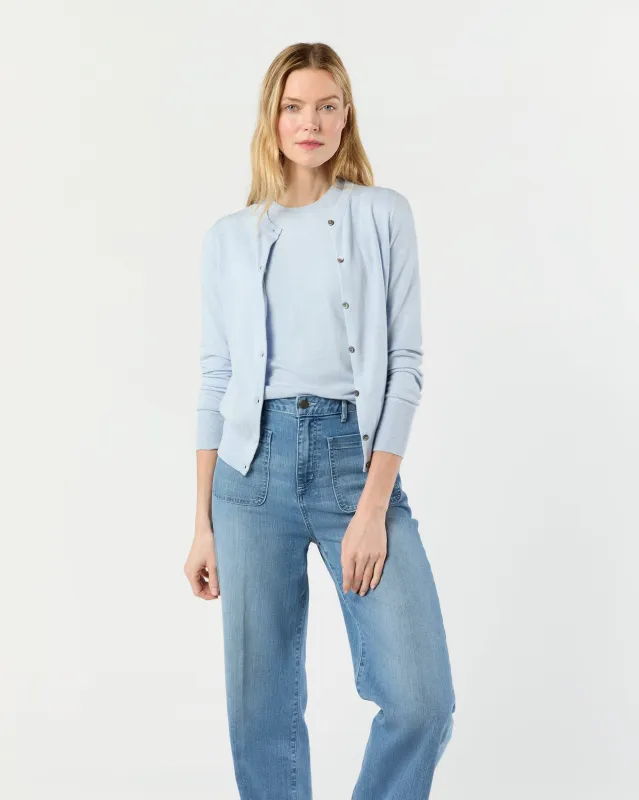 Rosie Cardigan in Heather Sky Cotton/Silk sold by Mashburn