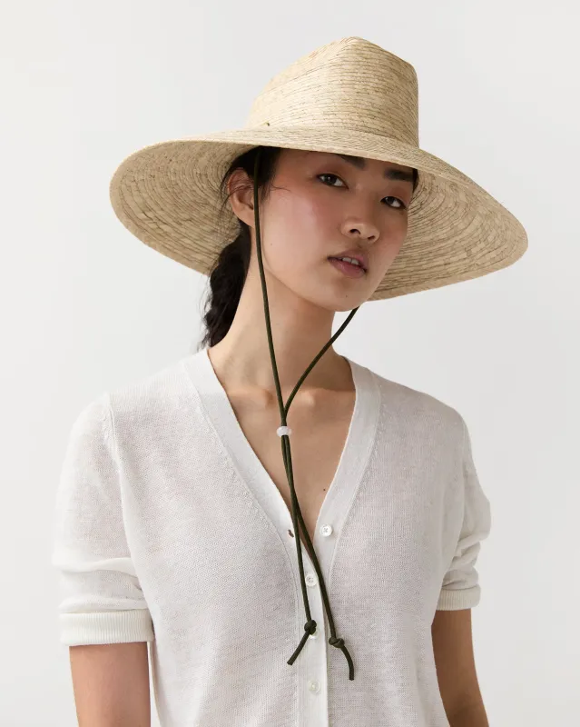 The Hollyhock Hat in Dark Green Lanyard/ Rose Quartz Toggle sold by Mashburn