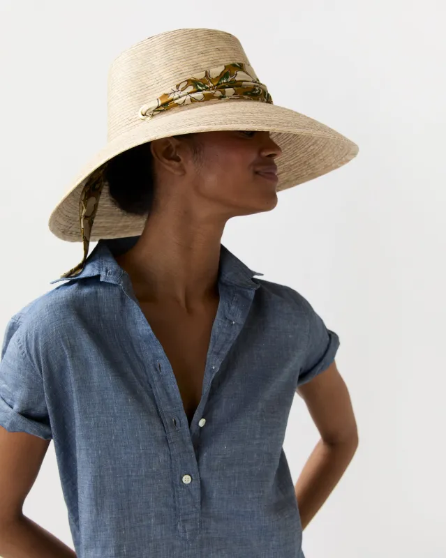 The Wildflower Hat in Magnolia Block Print sold by Mashburn