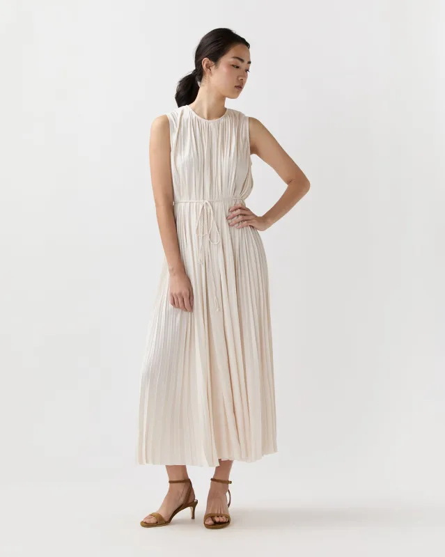 Fianna Pleated Midi Dress in Cowrie made by Ulla Johnson
