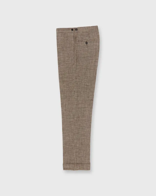 Side-Tab Dress Trouser in Chocolate/Oat Houndstooth Hopsack sold by Mashburn