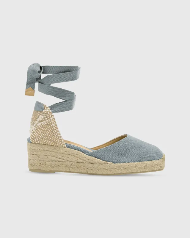 Extra Low Carina Espadrille in Acqua Canvas sold by Mashburn