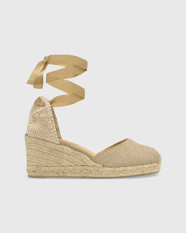 Low Carina Espadrille in Gold Canvas sold by Mashburn