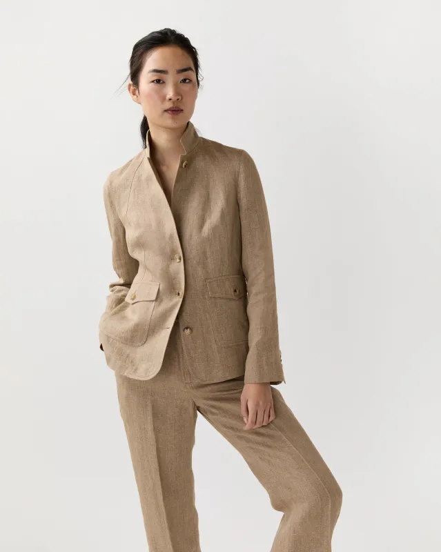 Cecile Jacket in Flax Linen Twill made by Mashburn