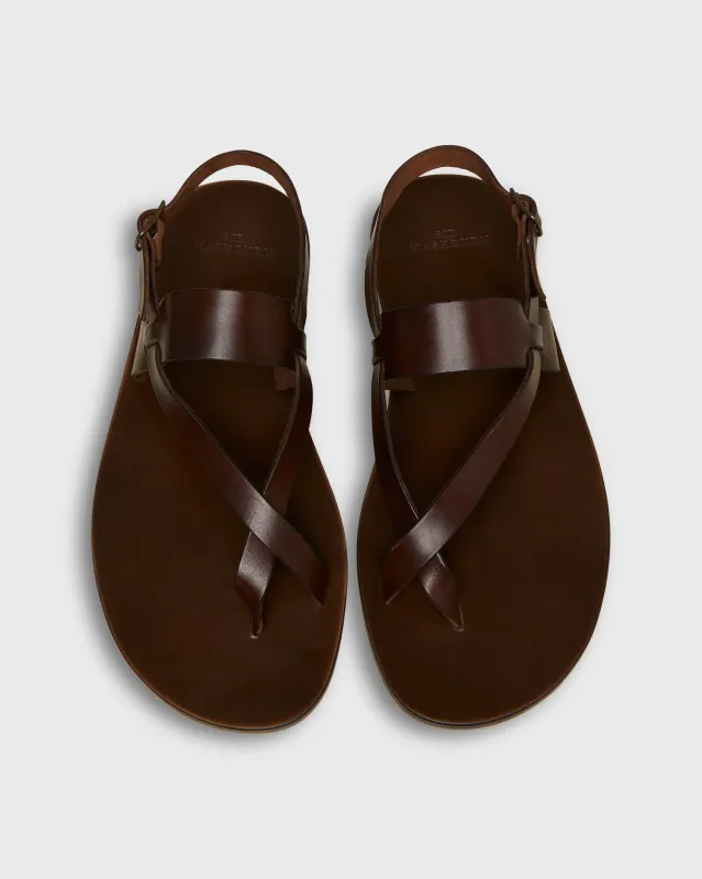 Toe-Strap Sandal in Brown Leather made by Sid Mashburn
