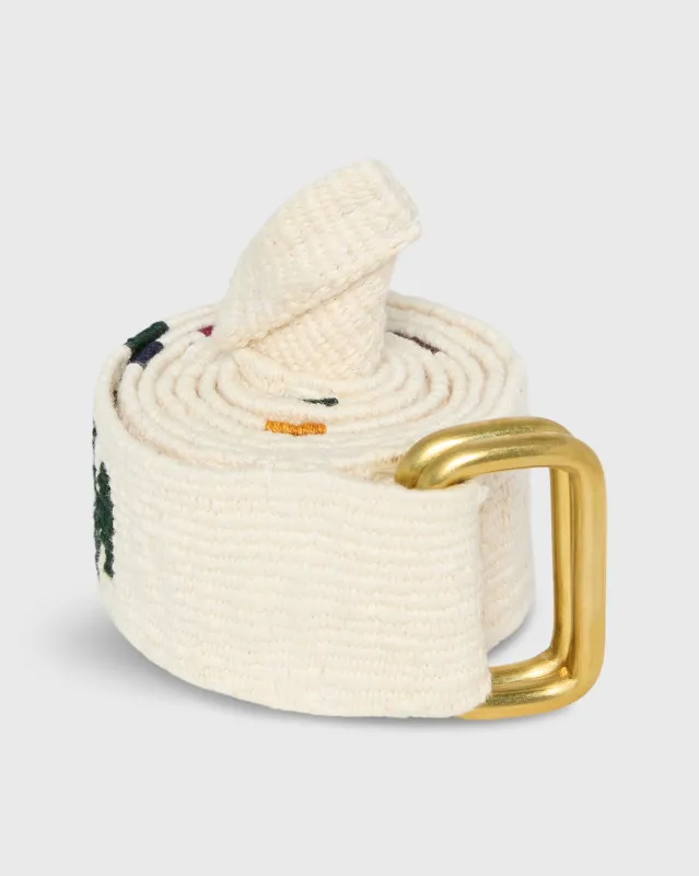 Hand-Loomed D-Ring Belt in Bone Tribal made by Mashburn
