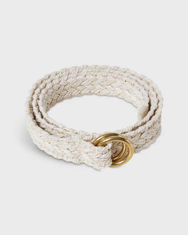 1" Woven Double O-Ring Belt in Bone Cotton made by Sid Mashburn