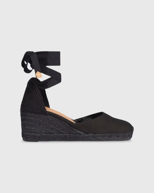 Low Carina Espadrille in Black Canvas/Black Jute sold by Mashburn