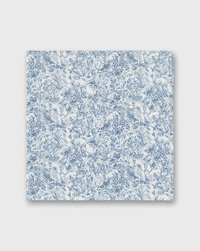Cotton Pocket Square in White/Navy Wild Woodland Liberty Fabric sold by Mashburn