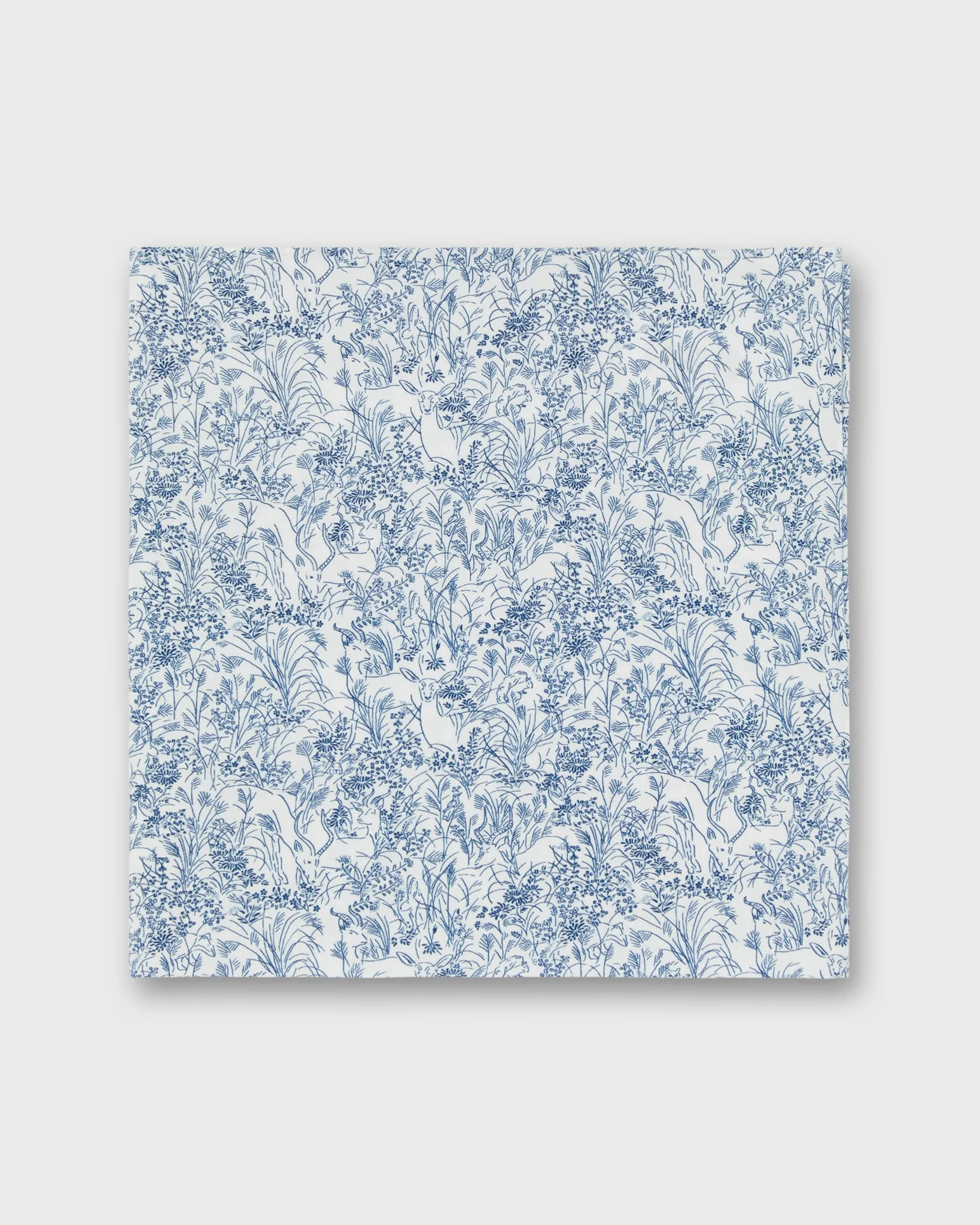 Cotton Pocket Square in White/Navy Wild Woodland Liberty Fabric sold by Mashburn