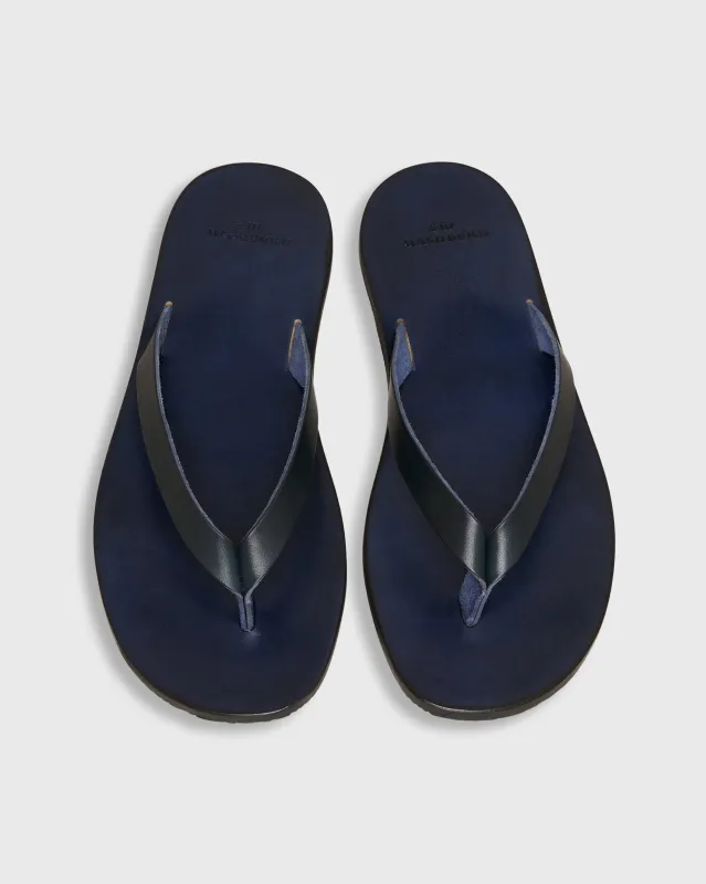 Thong Sandal in Navy Leather sold by Mashburn