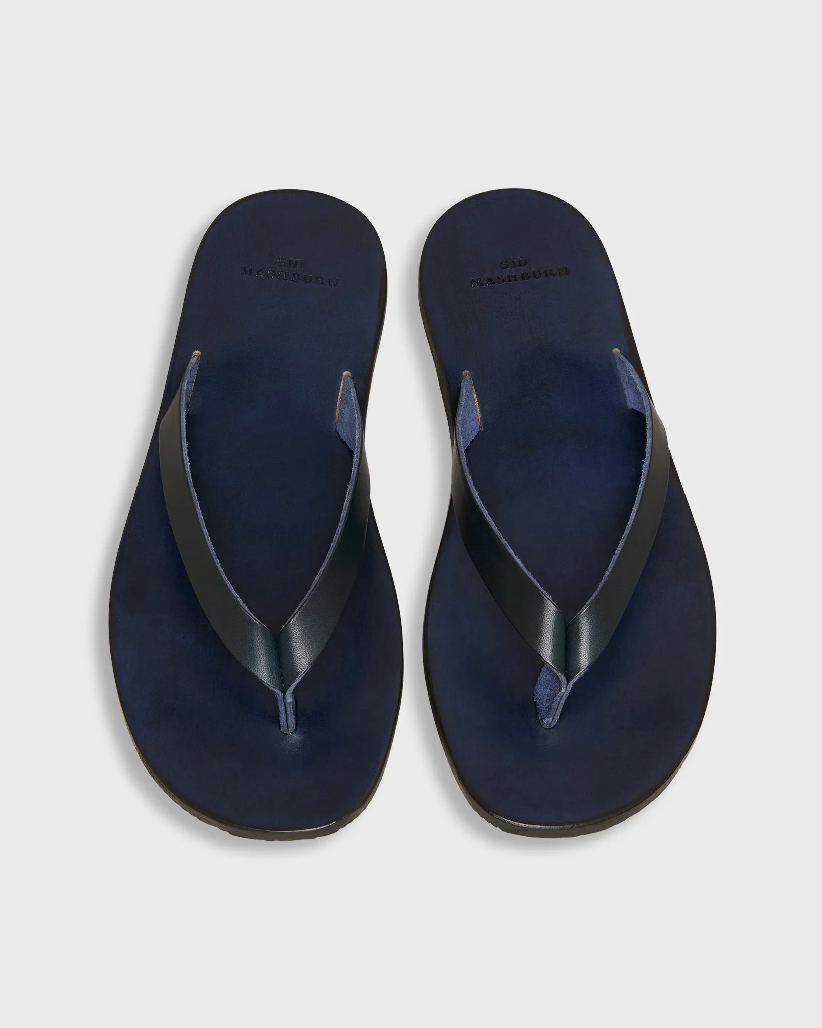 Thong Sandal in Navy Leather sold by Mashburn
