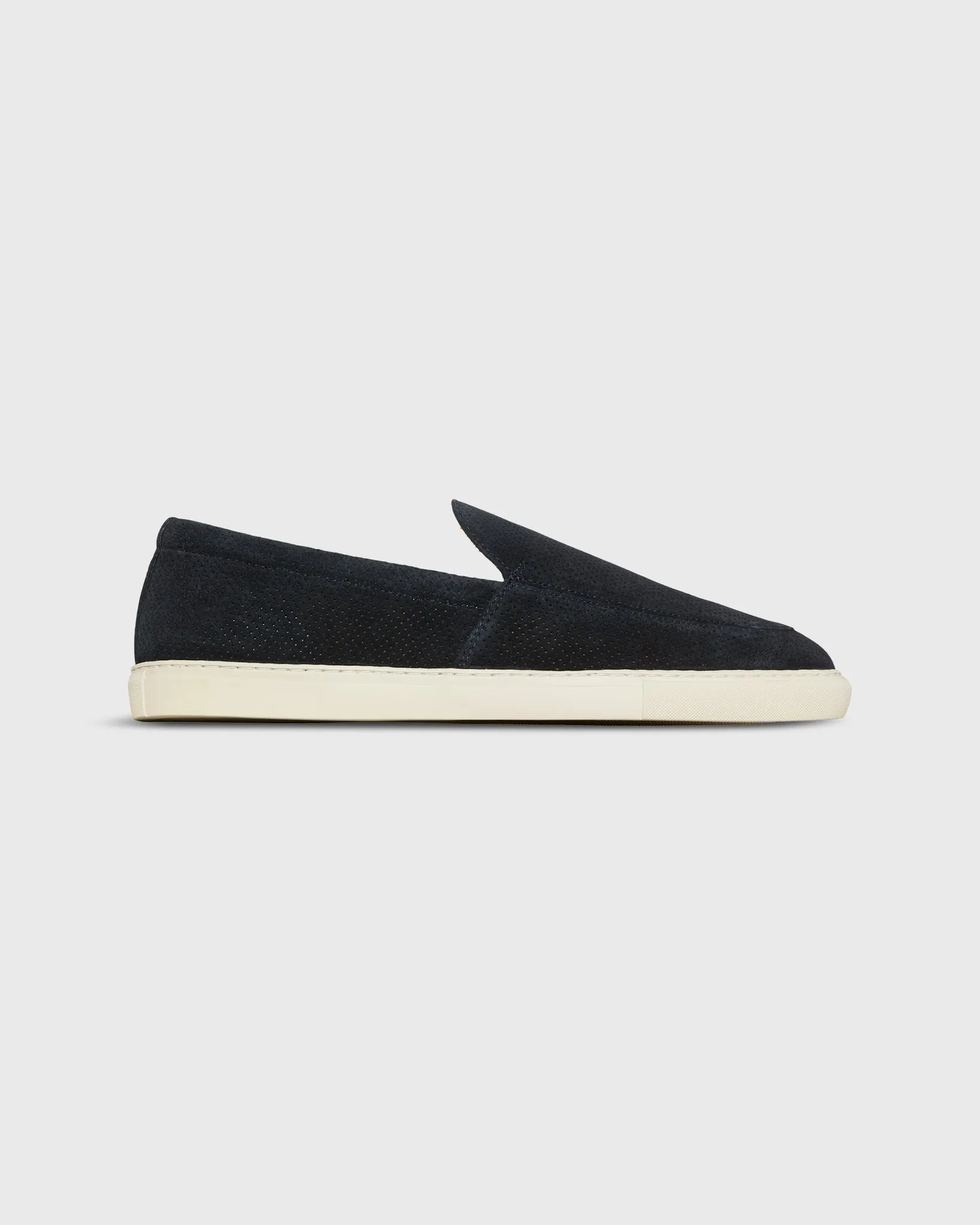 Moccasin Slip-On Sneaker in Navy Perforated Suede sold by Mashburn product image thumbnail 2