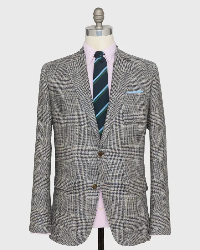 Ghost Blazer in Navy/Bone/Seaglass Glen Plaid Hopsack sold by Mashburn