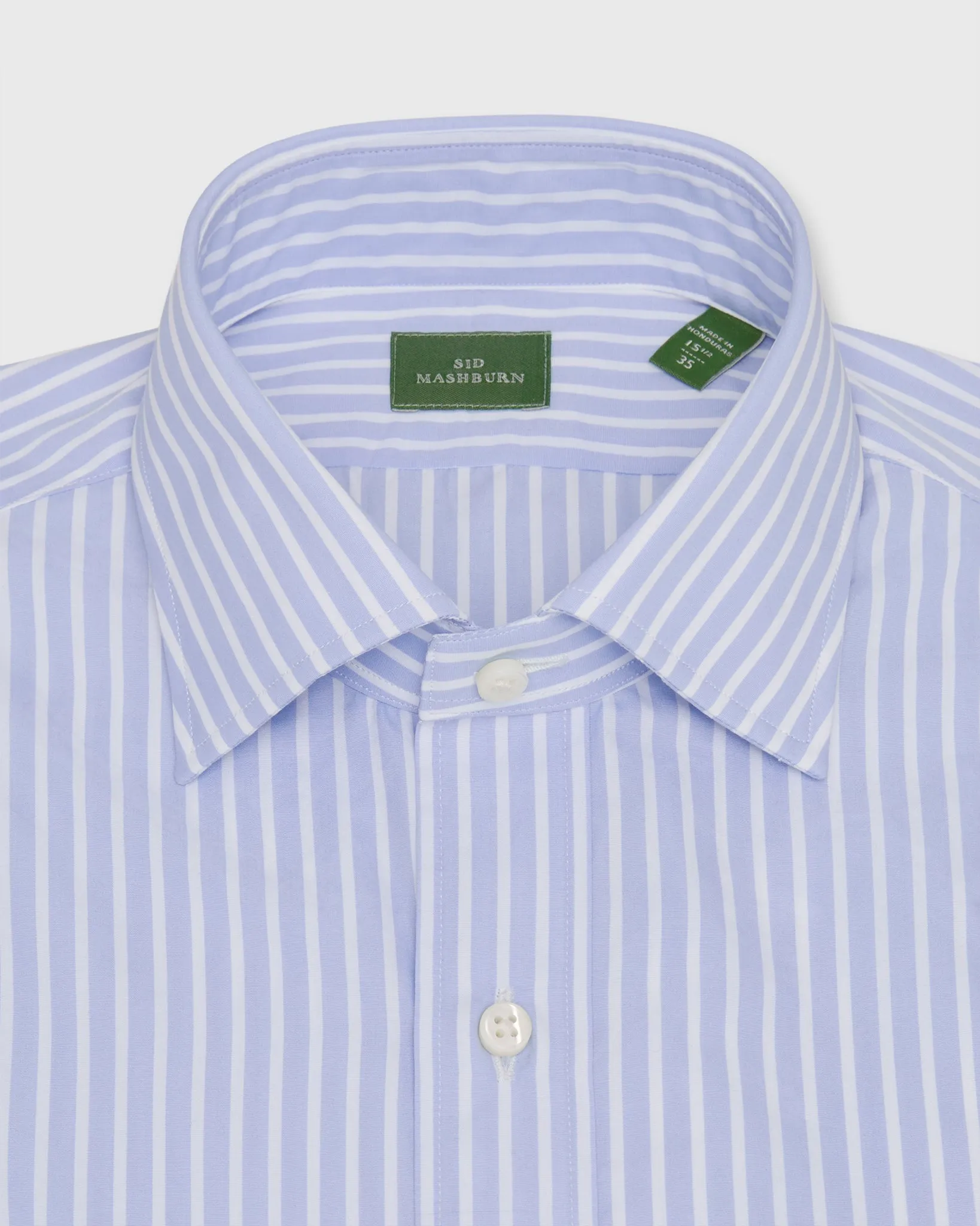 Spread Collar Dress Shirt in Sky/White Stripe Poplin sold by Mashburn product image thumbnail 2