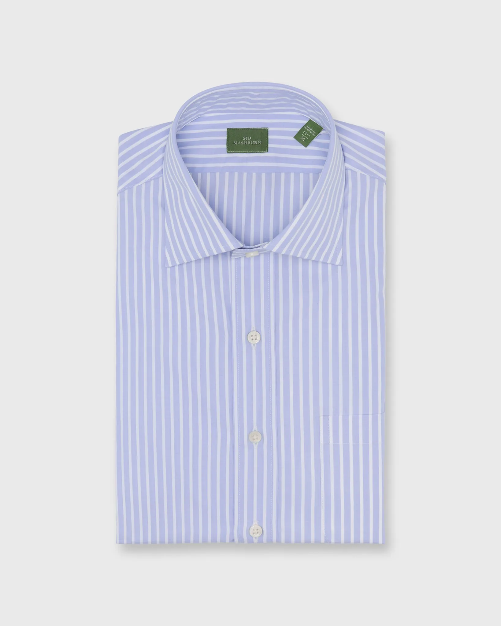 Spread Collar Dress Shirt in Sky/White Stripe Poplin sold by Mashburn