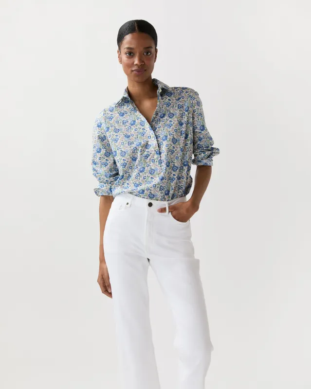 Tomboy Popover Shirt in Blue/Multi Felicite Liberty Fabric made by Mashburn