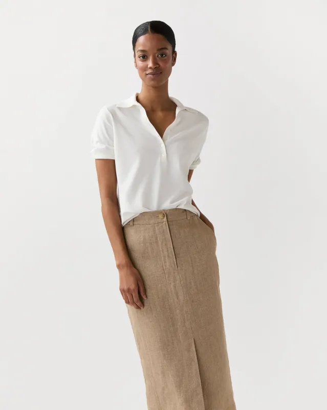 Tasha Polo in Chalk Ice Cotton made by Mashburn