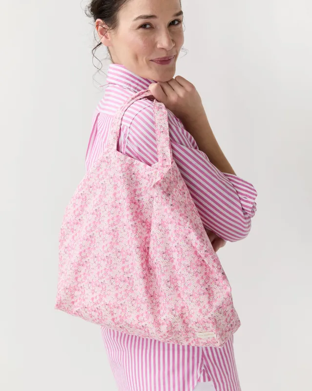 Reusable Tote Bag in Pink Mitsy Valeria Liberty Fabric made by Mashburn