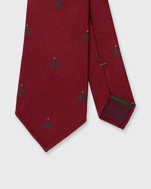 Silk Club Tie in Red Christmas Tree made by Sid Mashburn