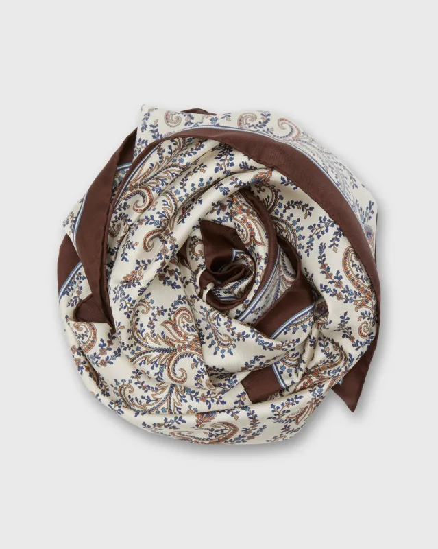 Large Hand-Rolled Scarf in Ivory/Brown/Multi Paisley sold by Mashburn