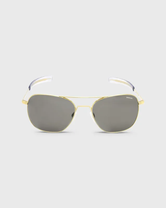Polarized Aviator Sunglasses in 23K Gold/Gray Glass Lens made by Mashburn