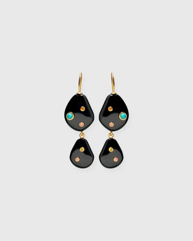 Stacked Stone Earrings in Black Agate sold by Mashburn