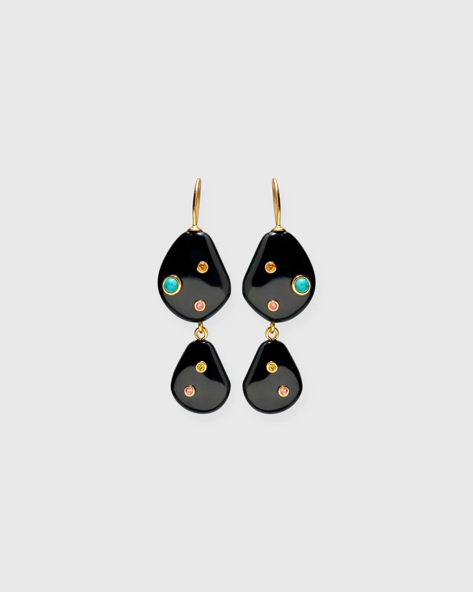 Stacked Stone Earrings in Black Agate sold by Mashburn