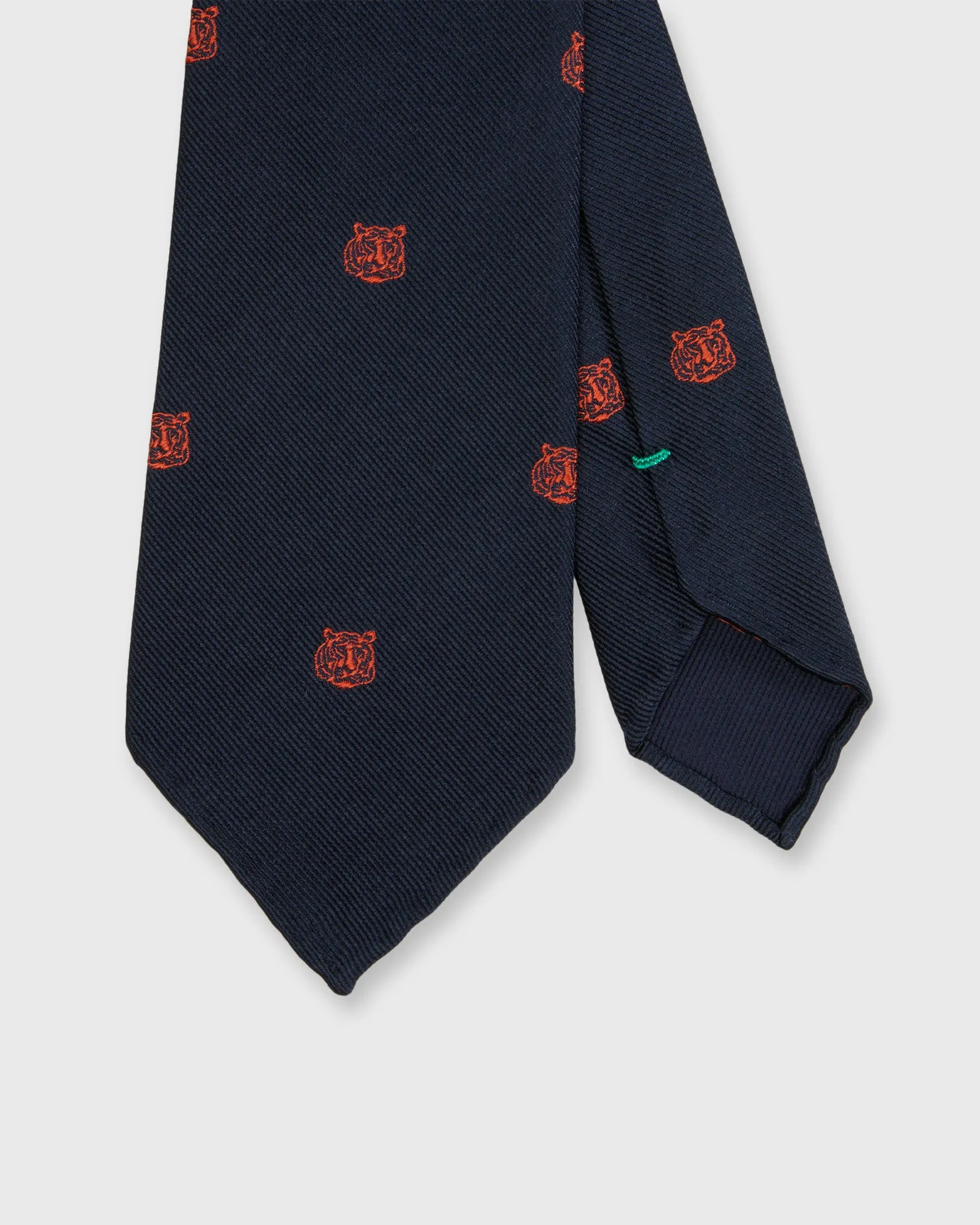 Silk Club Tie in Navy/Orange Tiger sold by Mashburn