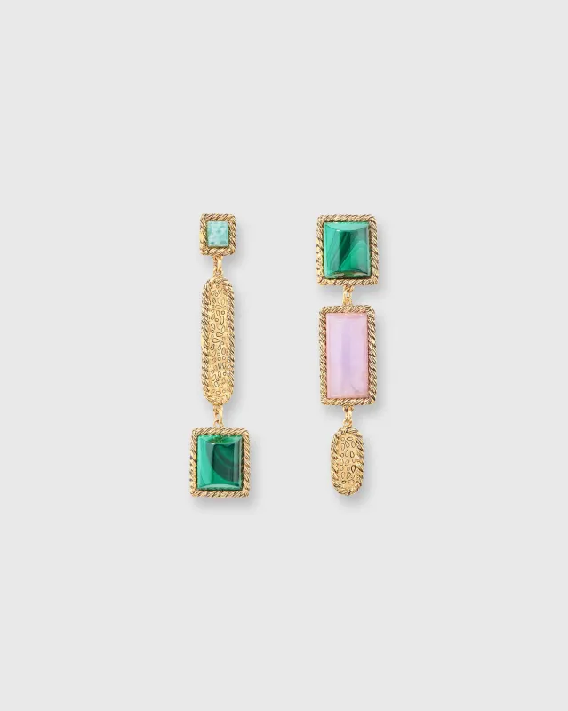 Malli Earrings in Gold/Pink/Green sold by Mashburn