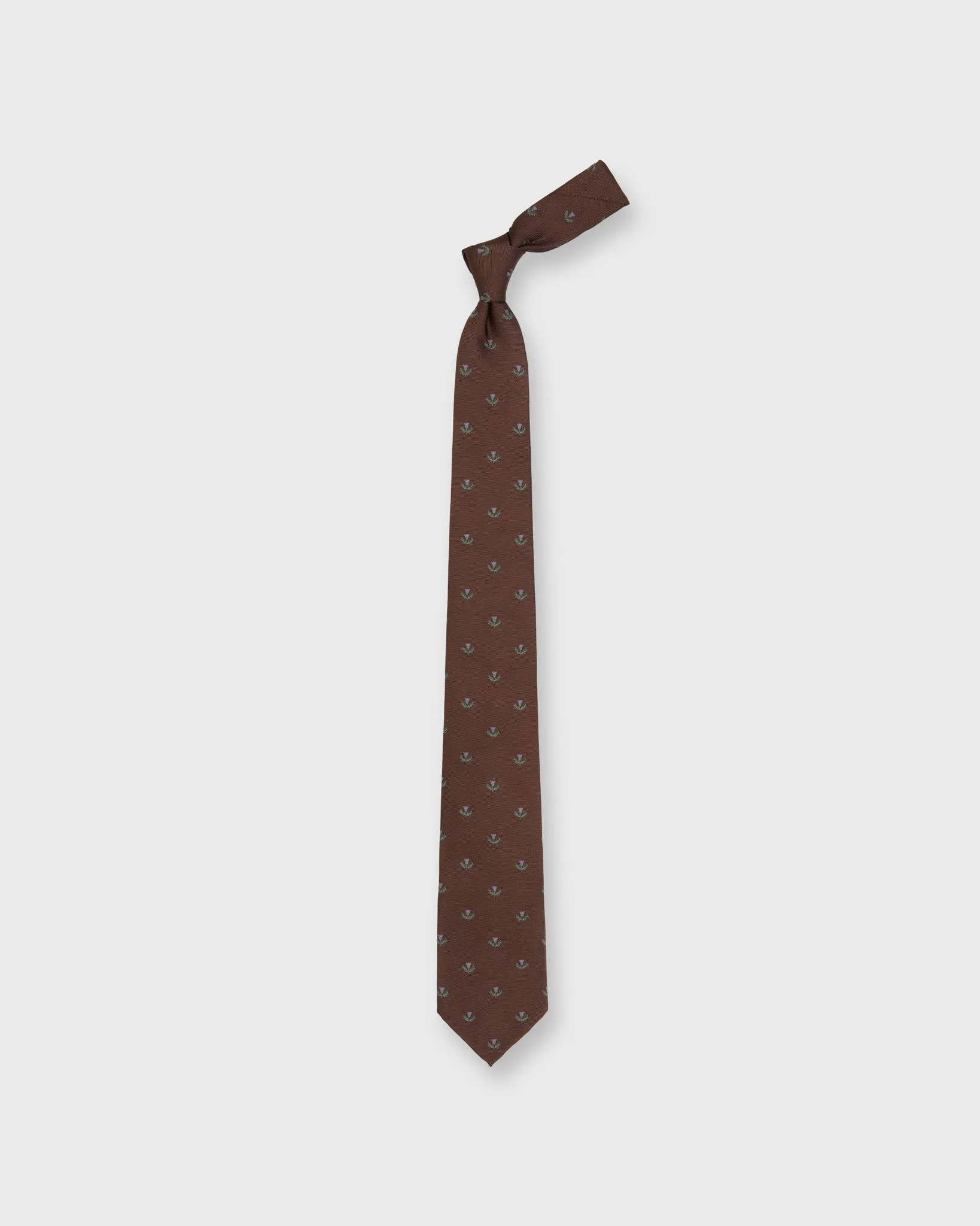 Silk Club Tie in Brown/Lavender/Green Laurel sold by Mashburn product image thumbnail 3
