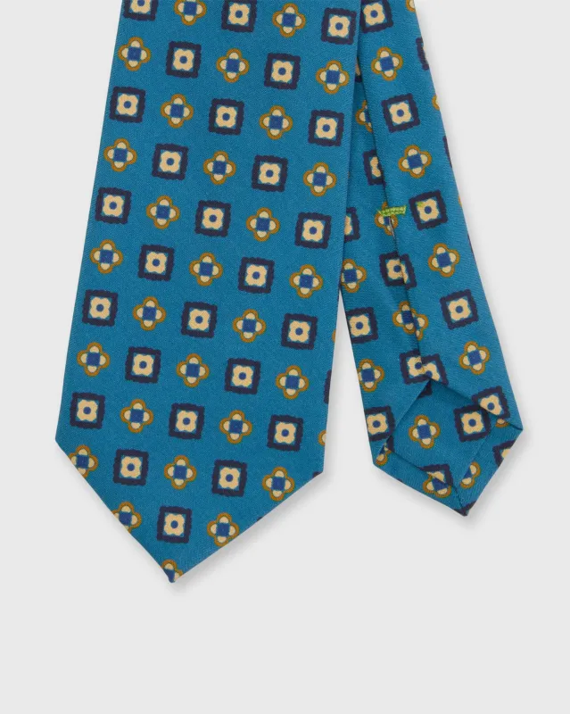 Silk Print Tie in River/Navy/Chartreuse Medallion made by Sid Mashburn
