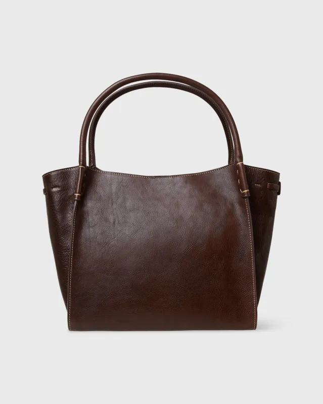 Zoe Tote in Dark Brown Leather sold by Mashburn