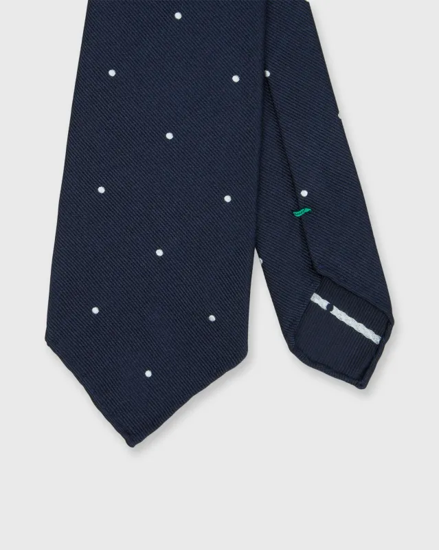 Silk Woven Tie in Navy/Ivory Dot made by Sid Mashburn