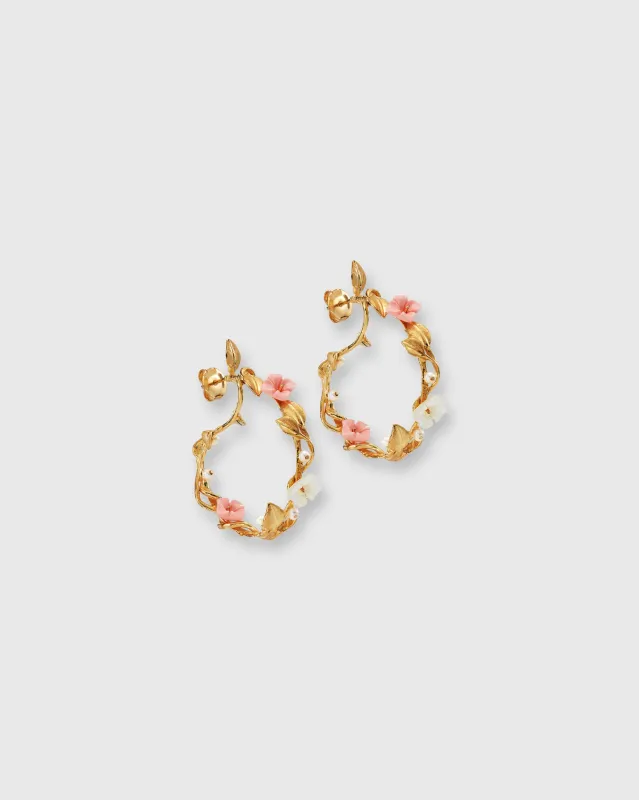 Mini Flower Whirl Earrings in Gold/Pink/Mother Of Pearl made by Mashburn