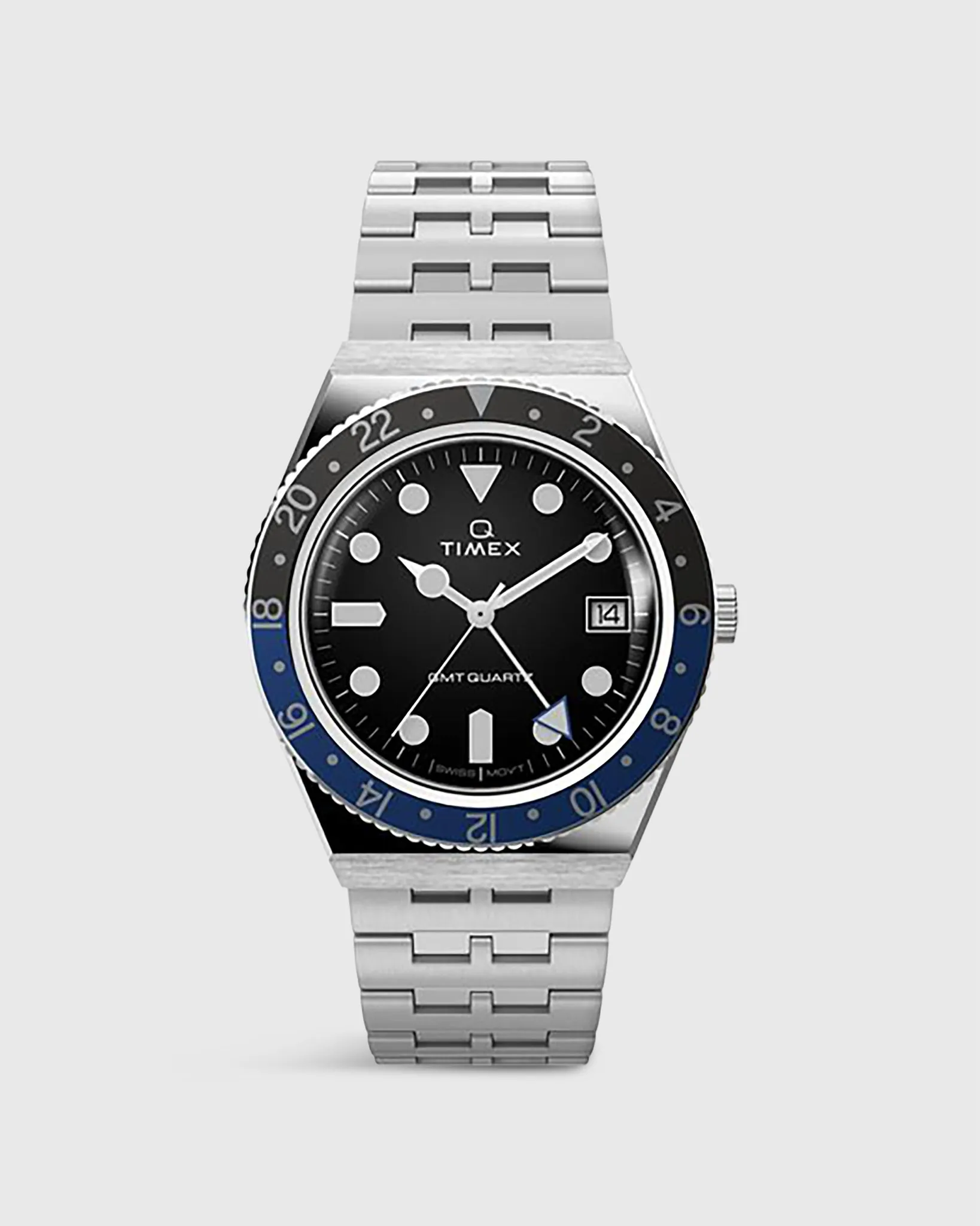 Q Timex GMT Watch in Black/Blue sold by Mashburn