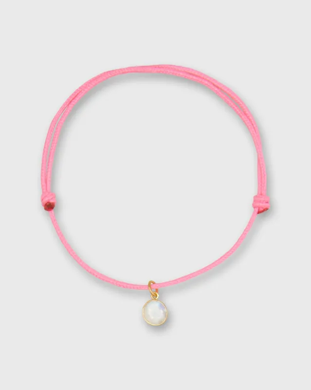 Small Glowing Charm Bracelet in Rainbow Moonstone/Assorted Color Cord made by Mashburn