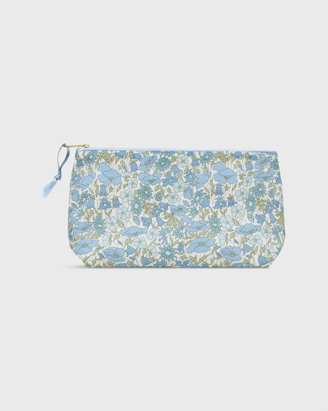 Soft Small Cosmetic Bag in Light Blue Poppy & Daisy Liberty Fabric sold by Mashburn