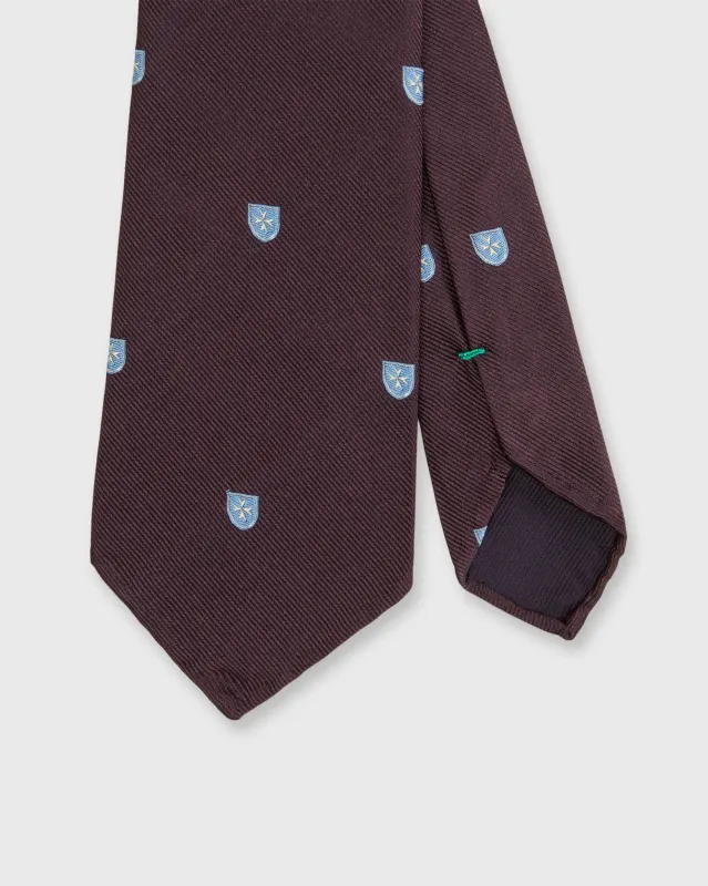 Silk Club Tie in Oxblood/Sky Shield sold by Mashburn