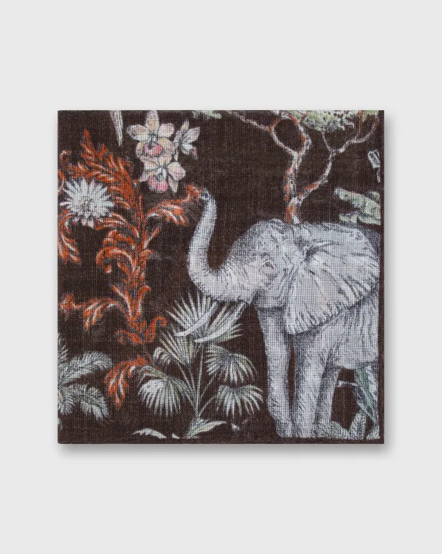 Wool/Silk Pocket Square in Brown Safari made by Mashburn