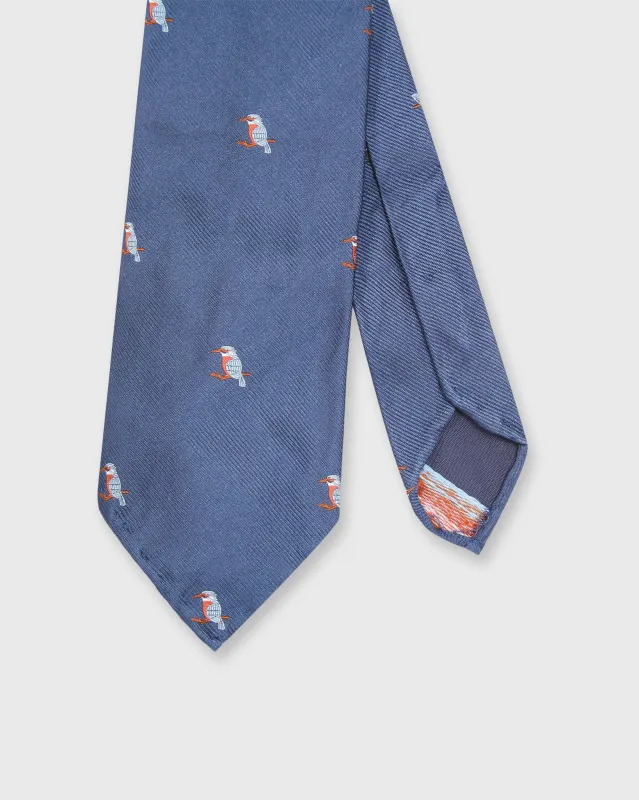 Silk Faille Club Tie in Navy Woodpecker made by Mashburn