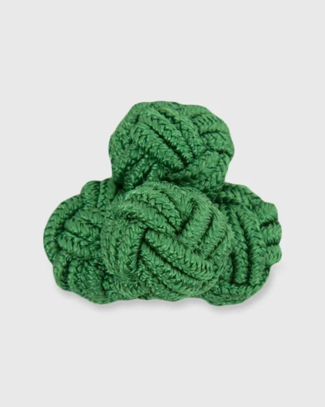 Small Silk Knot Cufflinks in Grass made by Sid Mashburn