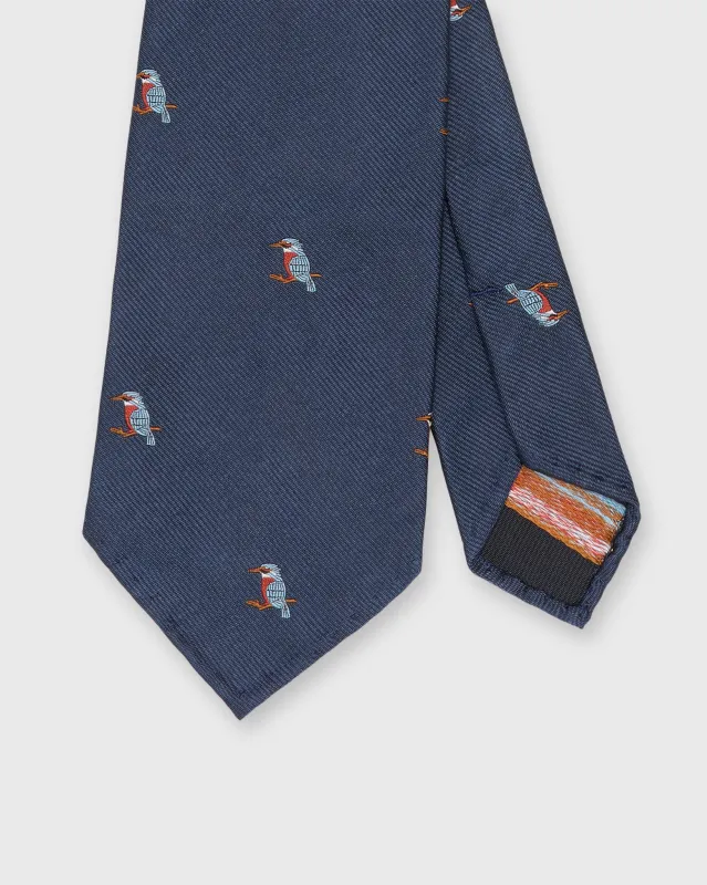 Silk Club Tie in Navy/Ice/Red Kingfisher sold by Mashburn
