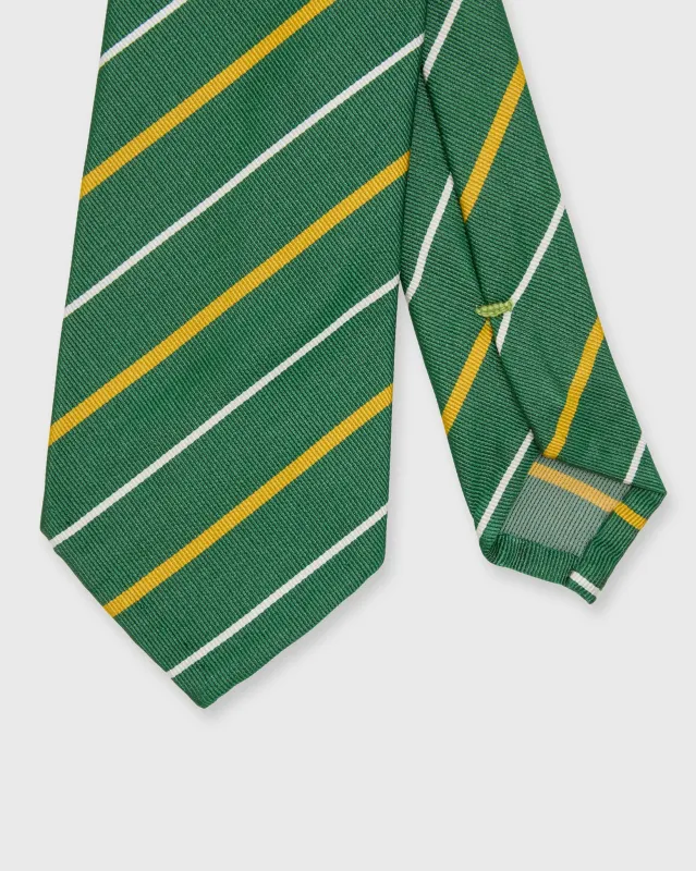Silk Woven Tie in Green/Yellow/White Stripe sold by Mashburn